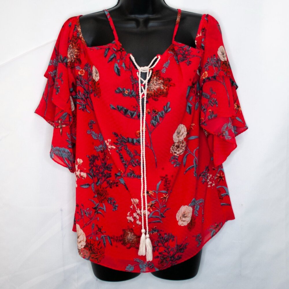 Miss Me Scarlet Floral Blouse
